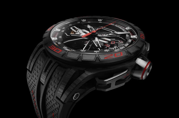 羅杰杜彼王者競速飛返計(jì)時碼表含有兩項(xiàng)申請中專利手表設(shè)計(jì)靈感、特色、規(guī)格一次看