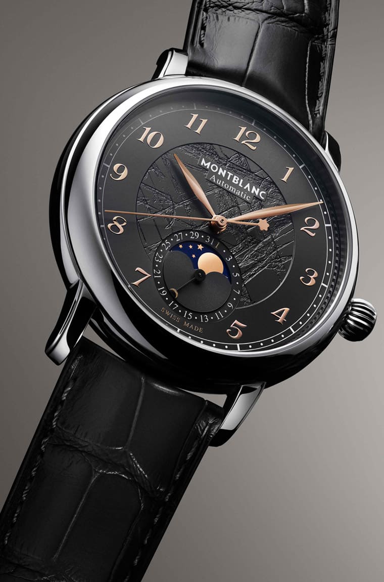 萬寶龍明星傳承系列從白朗峰花崗巖獲得靈感開創獨特霧巖灰冰川圖案面盤